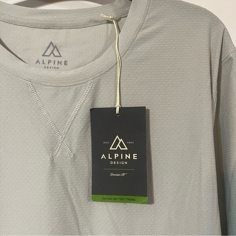 Alpine Active Men's New Tee Long Sleeved Grey Large Polyester Spandex